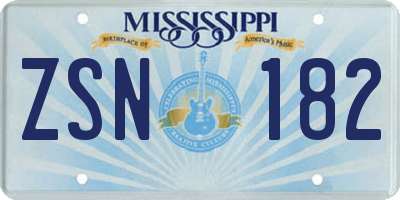 MS license plate ZSN182