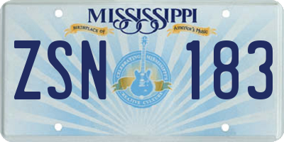 MS license plate ZSN183
