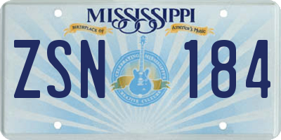 MS license plate ZSN184