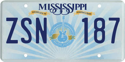 MS license plate ZSN187