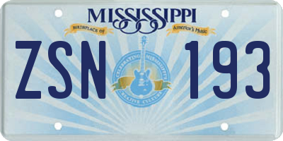 MS license plate ZSN193