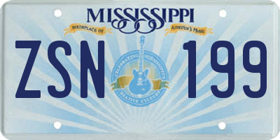 MS license plate ZSN199
