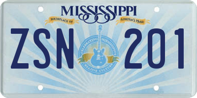 MS license plate ZSN201