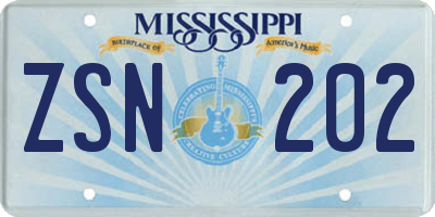 MS license plate ZSN202