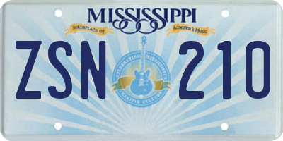 MS license plate ZSN210
