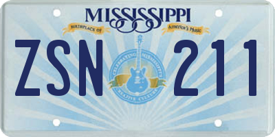 MS license plate ZSN211