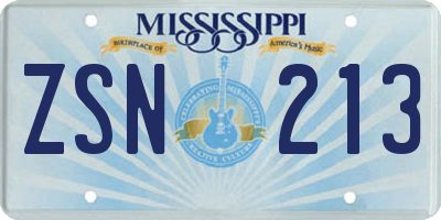 MS license plate ZSN213