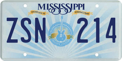 MS license plate ZSN214