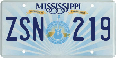 MS license plate ZSN219