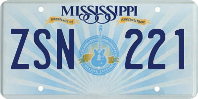 MS license plate ZSN221