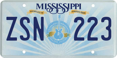 MS license plate ZSN223