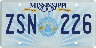 MS license plate ZSN226