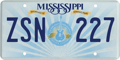 MS license plate ZSN227
