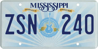 MS license plate ZSN240