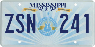 MS license plate ZSN241
