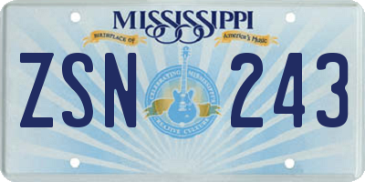 MS license plate ZSN243