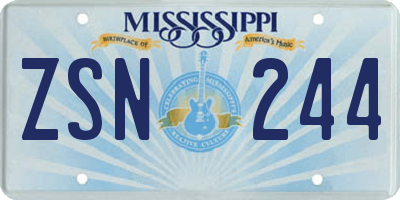 MS license plate ZSN244