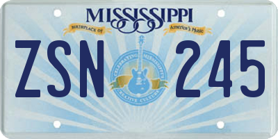 MS license plate ZSN245
