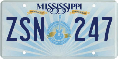 MS license plate ZSN247