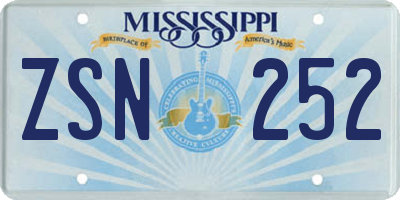 MS license plate ZSN252