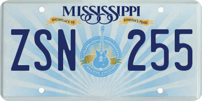 MS license plate ZSN255