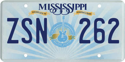MS license plate ZSN262