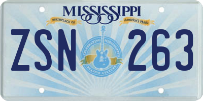 MS license plate ZSN263