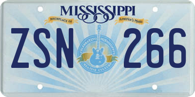 MS license plate ZSN266