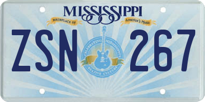 MS license plate ZSN267