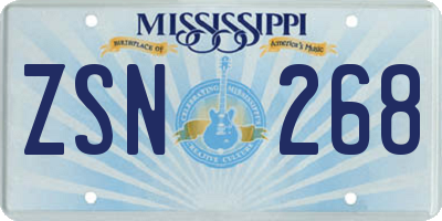 MS license plate ZSN268