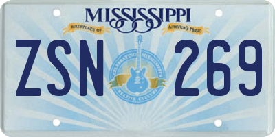 MS license plate ZSN269