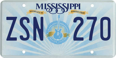 MS license plate ZSN270