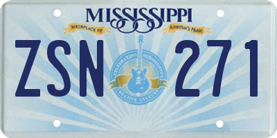MS license plate ZSN271
