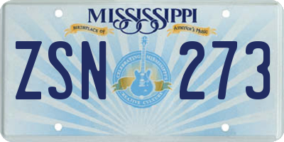 MS license plate ZSN273