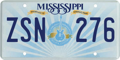 MS license plate ZSN276