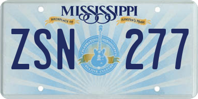 MS license plate ZSN277