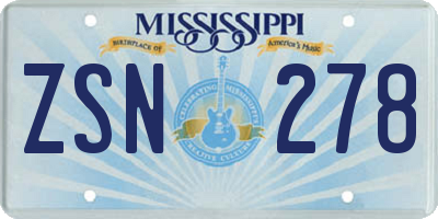 MS license plate ZSN278
