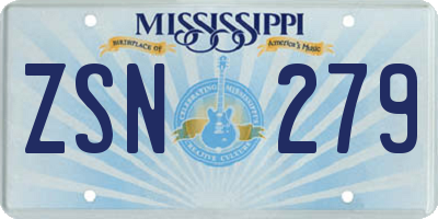 MS license plate ZSN279