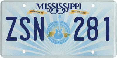 MS license plate ZSN281