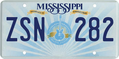 MS license plate ZSN282