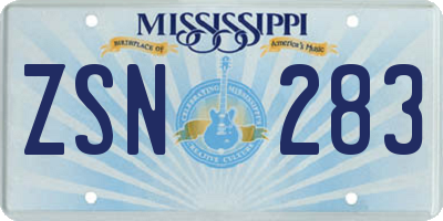 MS license plate ZSN283