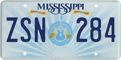 MS license plate ZSN284