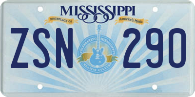 MS license plate ZSN290