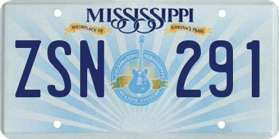 MS license plate ZSN291