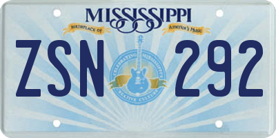 MS license plate ZSN292