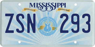 MS license plate ZSN293