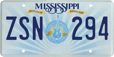 MS license plate ZSN294