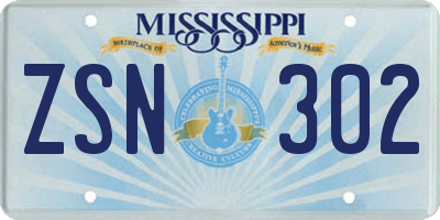 MS license plate ZSN302
