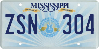 MS license plate ZSN304