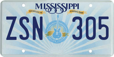 MS license plate ZSN305